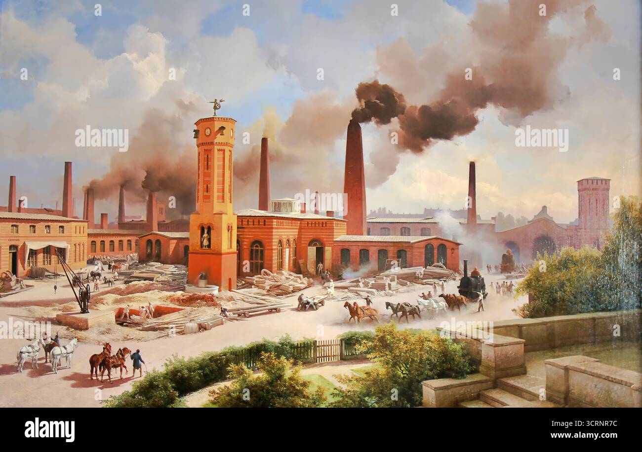 Carl Eduard Biermann, Ingegneria meccanica di Borsig, 1847. Illustrazione Vettoriale