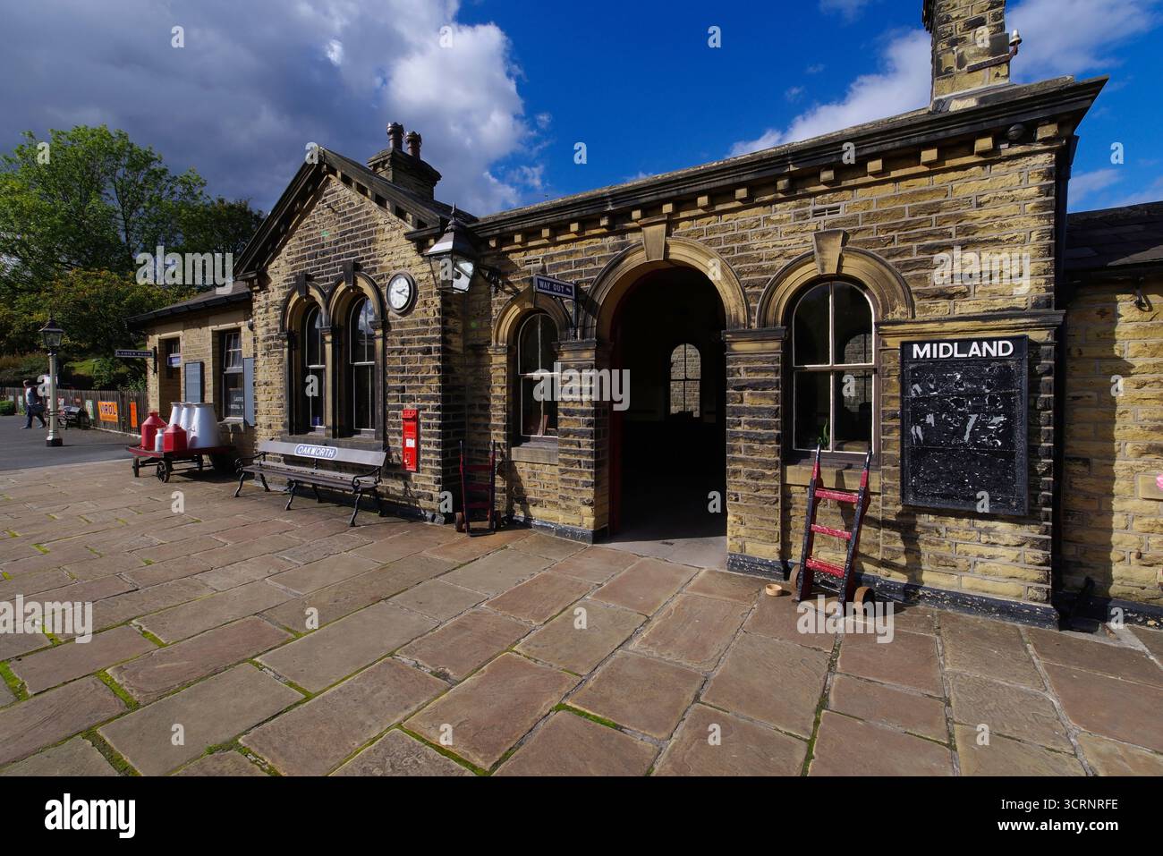 Oakworth Station, Keighley & Worth Valley Railway, West Yorkshire, Inghilterra, Regno Unito, Foto Stock