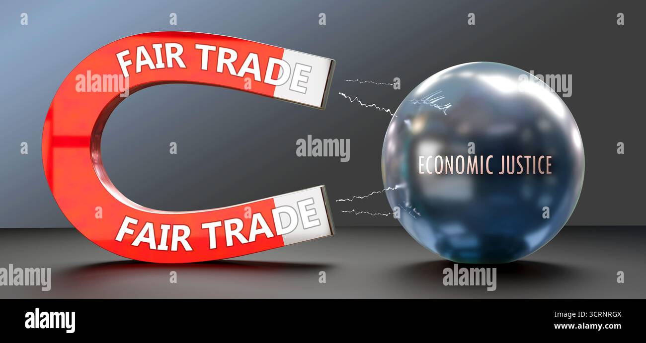 Commercio equo e solidale che attrae giustizia economica. Potere del commercio equo Foto Stock