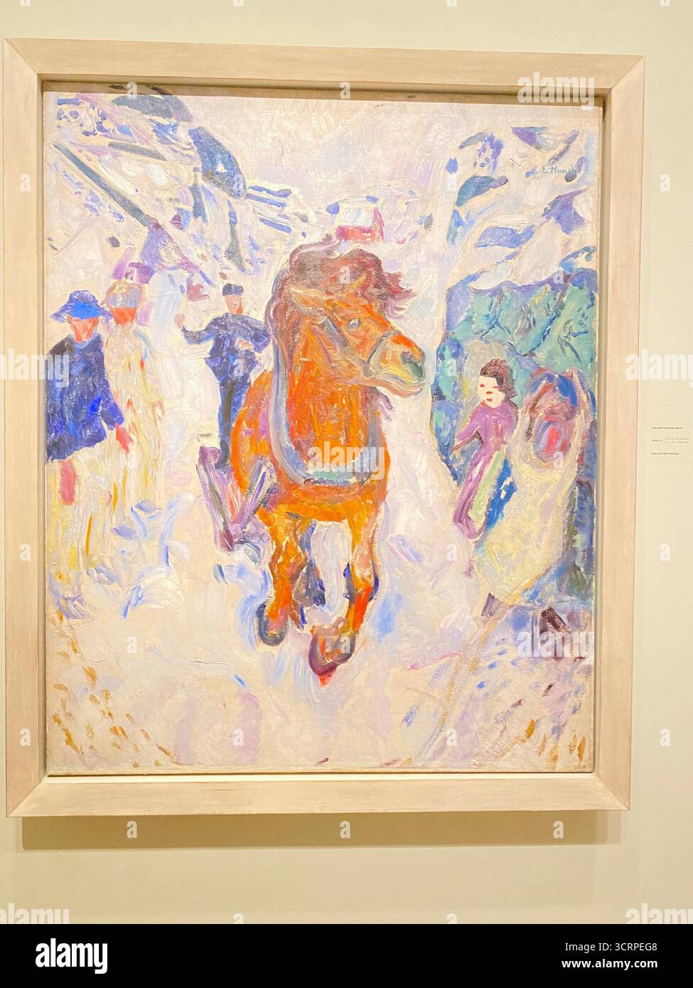 The Galloping Horse di Edvard Munch 1910 alcune delle opere dell'artista norvegese Edvard Munch presso il museo Munch, un museo d'arte aperto nel 2021 - Immagine stock catturata con smartphone