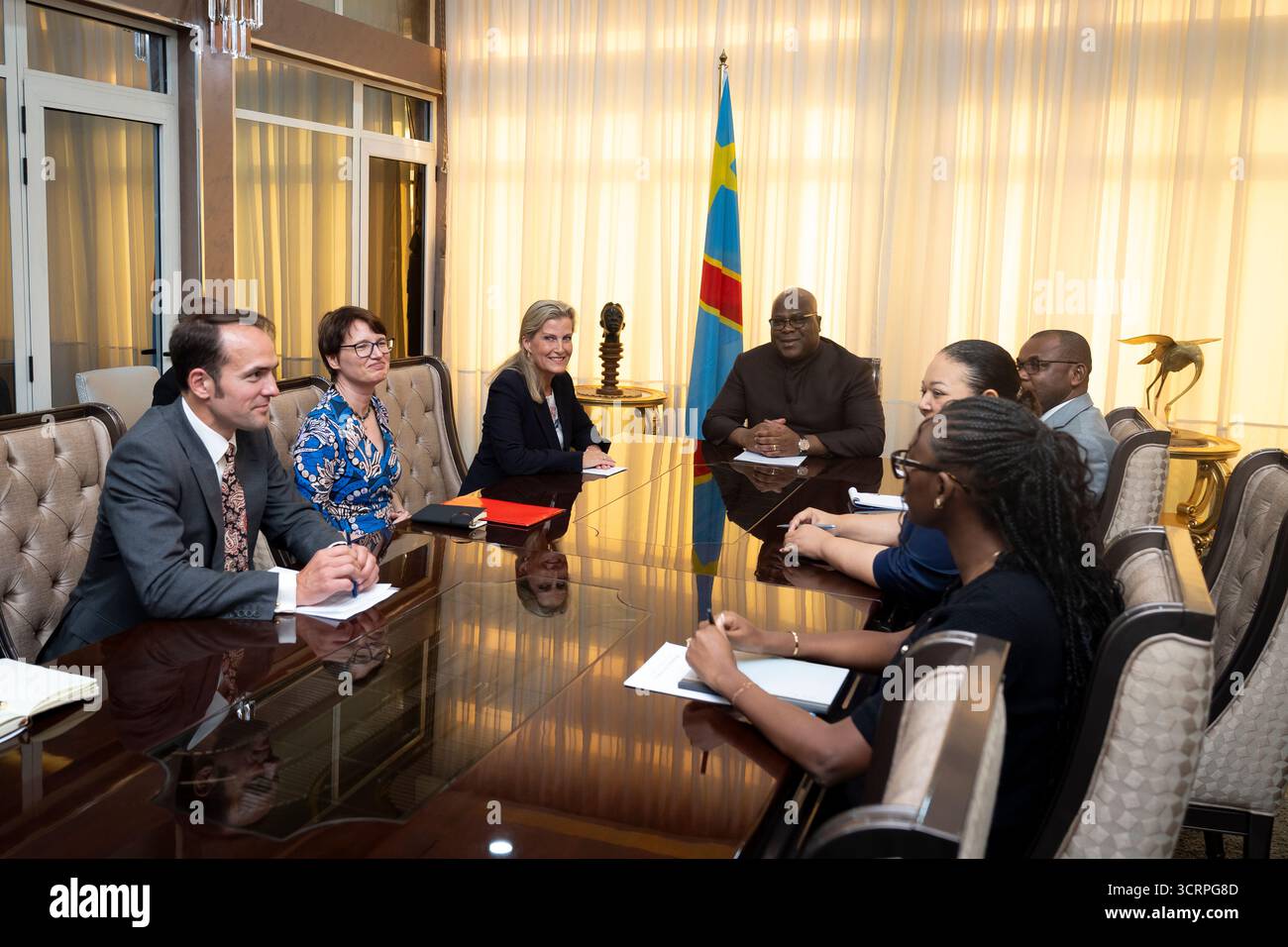 EMBARGO AL 1935 GIOVEDÌ 2 OTTOBRE la duchessa di Edimburgo incontra il Presidente della Repubblica Democratica del Congo Felix Tshisekedi presso l'Ufficio del Presidente a Kinshasa, RDC. Data foto: Giovedì 2 ottobre 2025. Foto Stock