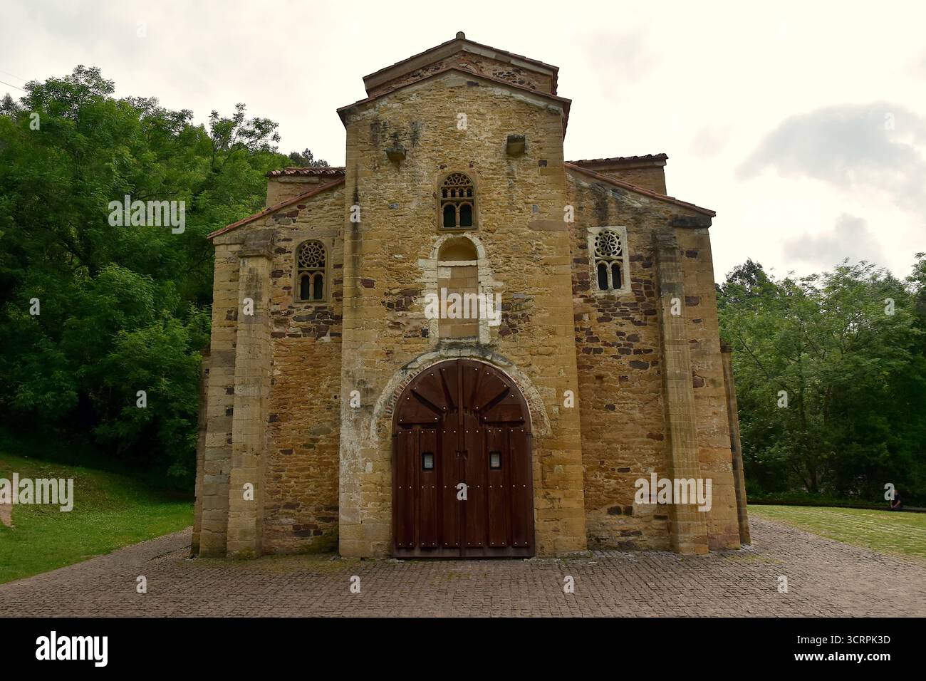 La chiesa di San Miguel de Lillo vicino a Oviedo nelle Asturie Foto Stock