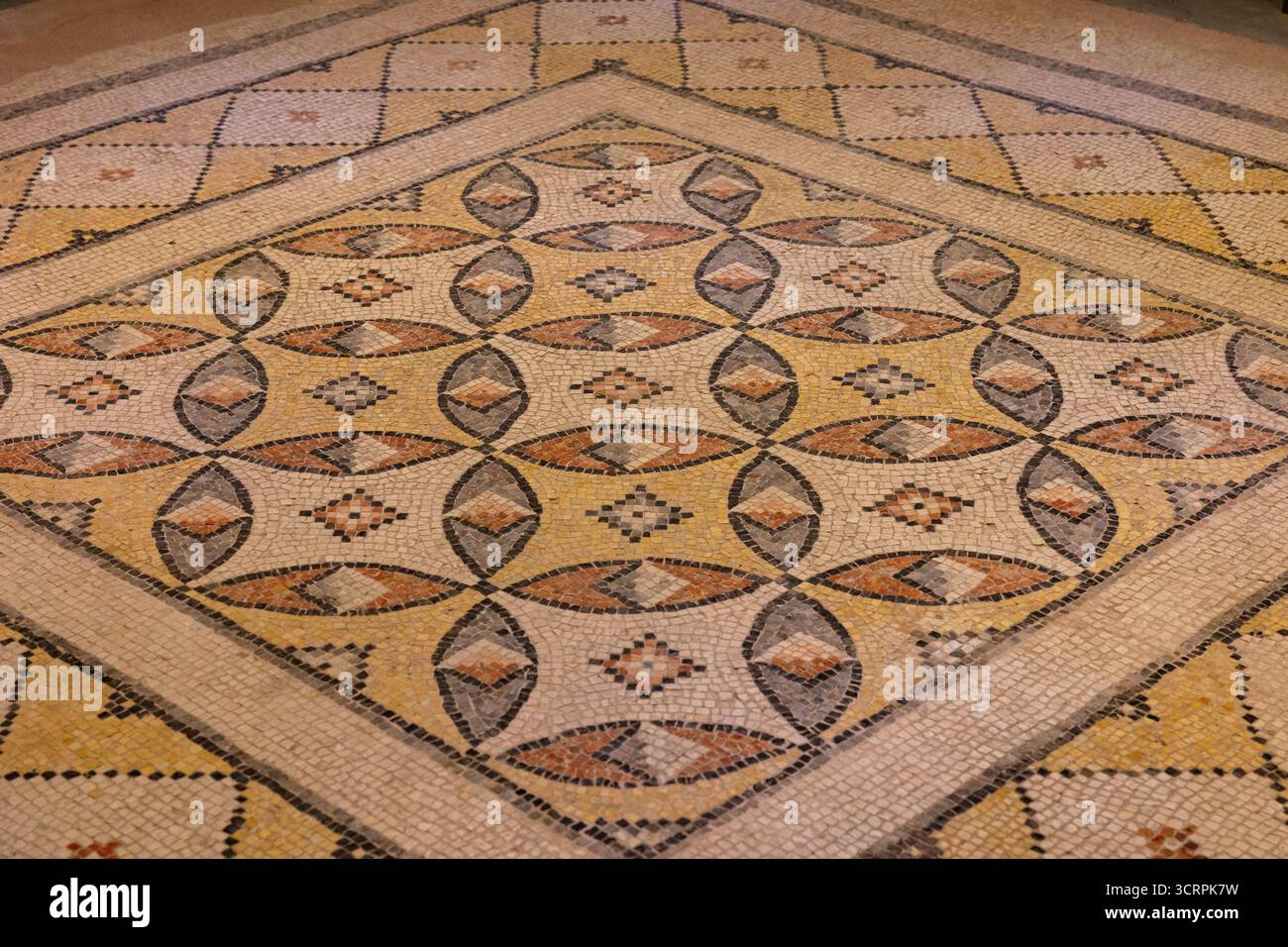 Mosaici geometrici. Museo del mosaico Zeugma. Visita Turkey Concept. Gaziantep Turchia - 6.24.2025 Foto Stock