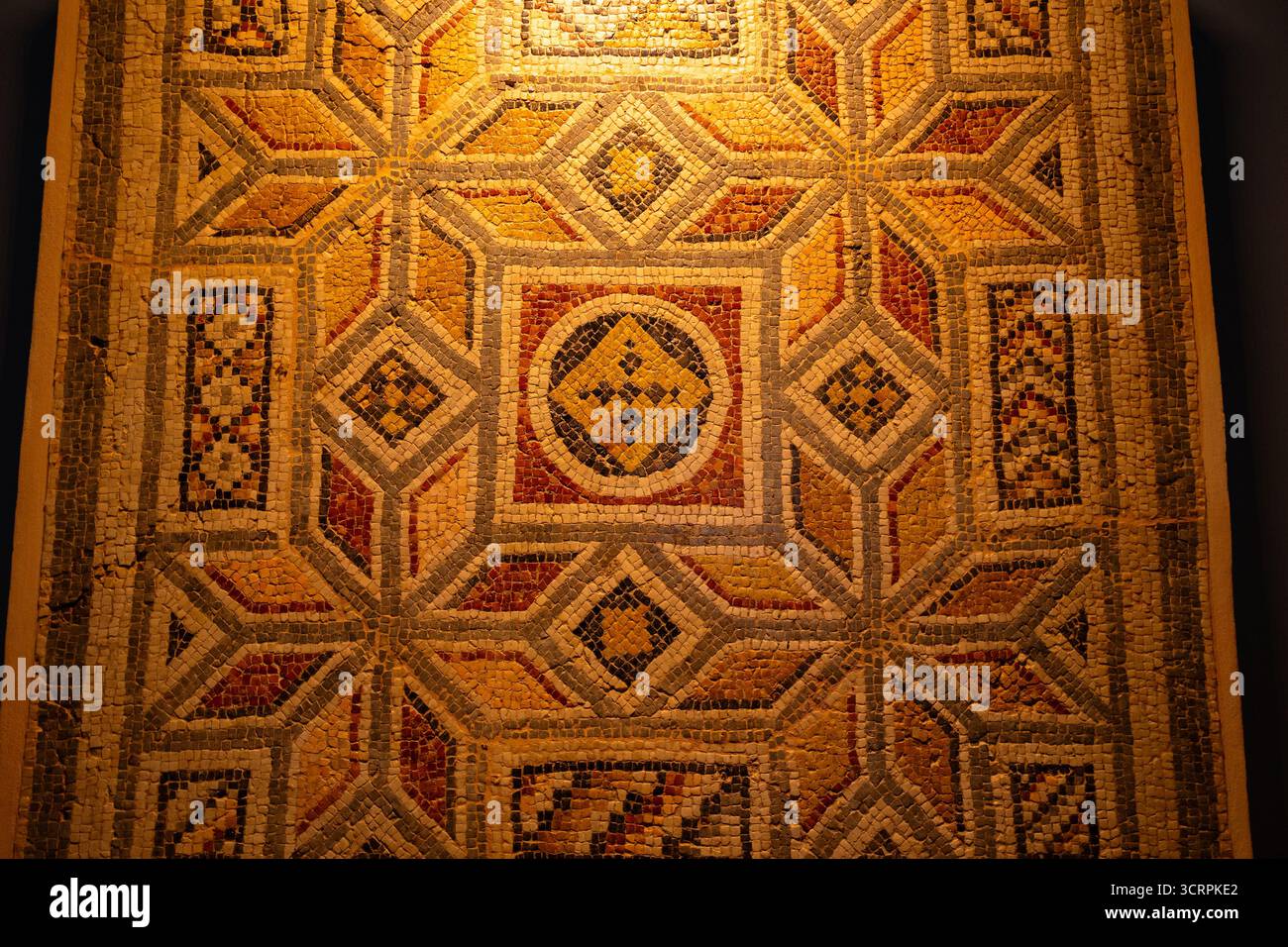 Mosaico geometrico nel Museo del mosaico di Zeugma. Gaziantep Turchia - 6.24.2025 Foto Stock