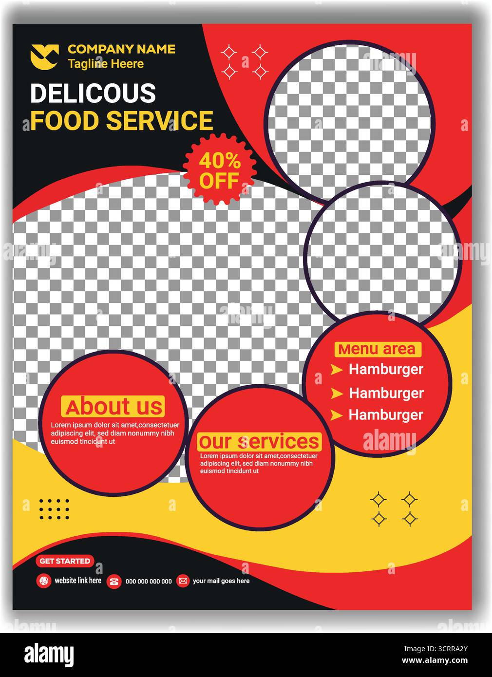 Modello di opuscolo creativo per il fast food Menu moderno per ristoranti - Design di poster promozionale Illustrazione Vettoriale