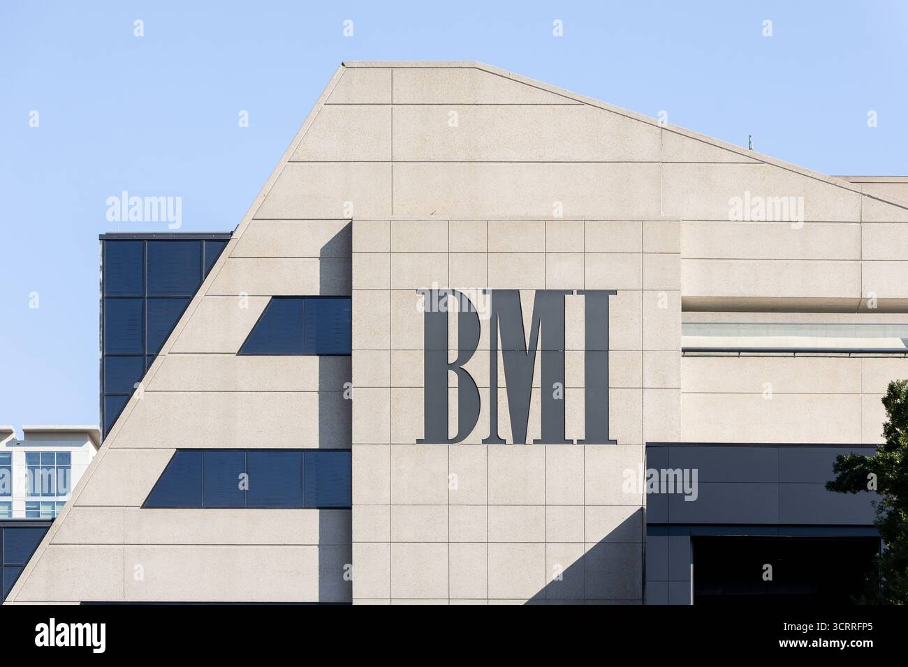 BMI, o Broadcast Music Inc, è un'organizzazione per i diritti di esecuzione per i musicisti che gestiscono diritti di pubblicazione e royalty. Foto Stock