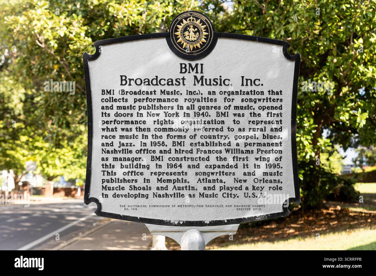 BMI, o Broadcast Music Inc, è un'organizzazione per i diritti di esecuzione per i musicisti che gestiscono diritti di pubblicazione e royalty. Foto Stock