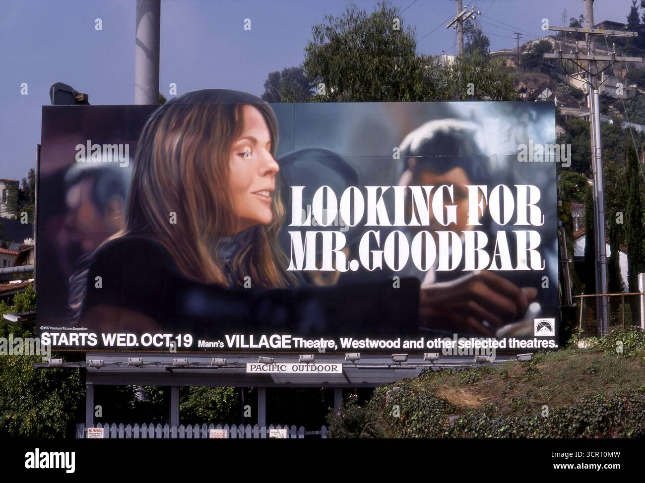 Cartellone dipinto a mano per il film Looking for Mr. Goodbar con Diane Keaton sulla Sunset Strip di Los Angeles, California, USA, 1977, Foto Stock