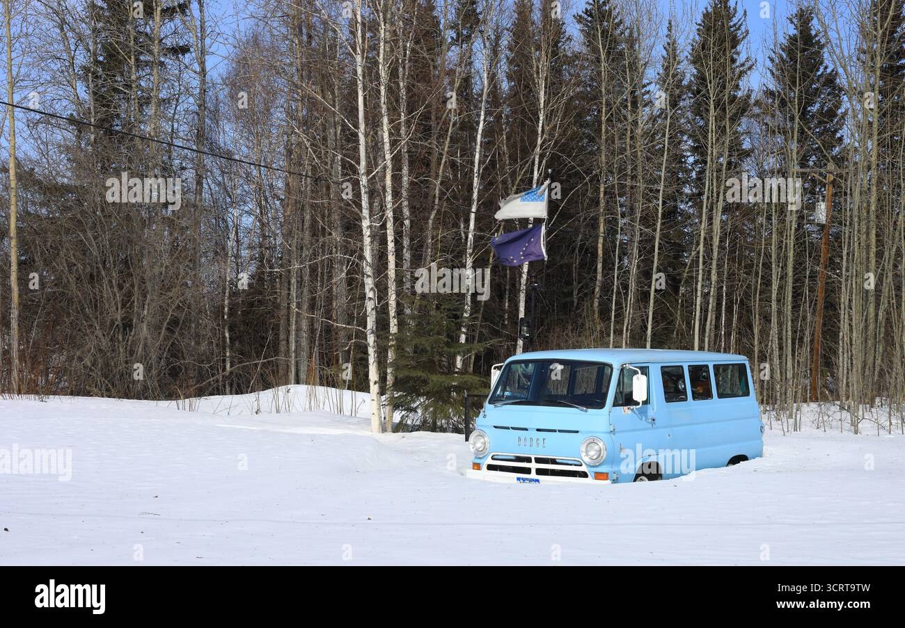 Nevicò in un veicolo in Alaska Foto Stock