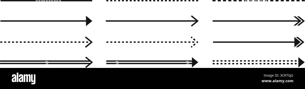 Set di icone con frecce dritte e tratteggiate. Illustrazione vettoriale Illustrazione Vettoriale