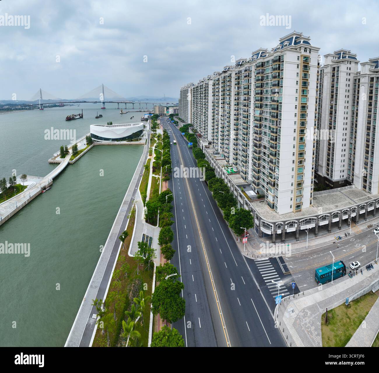 Fotografia aerea del Chaoshan Sports Center in Peoples Square, Shantou City, provincia del Guangdong Foto Stock