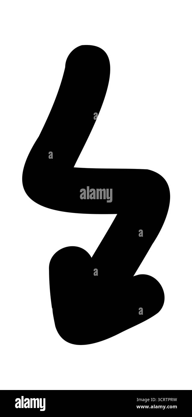 Icona a forma di fulmine disegnata a mano semplice e simpatico schizzo simbolo di energia, potenza e velocità isolato su sfondo bianco per un design creativo e dinamico u Illustrazione Vettoriale