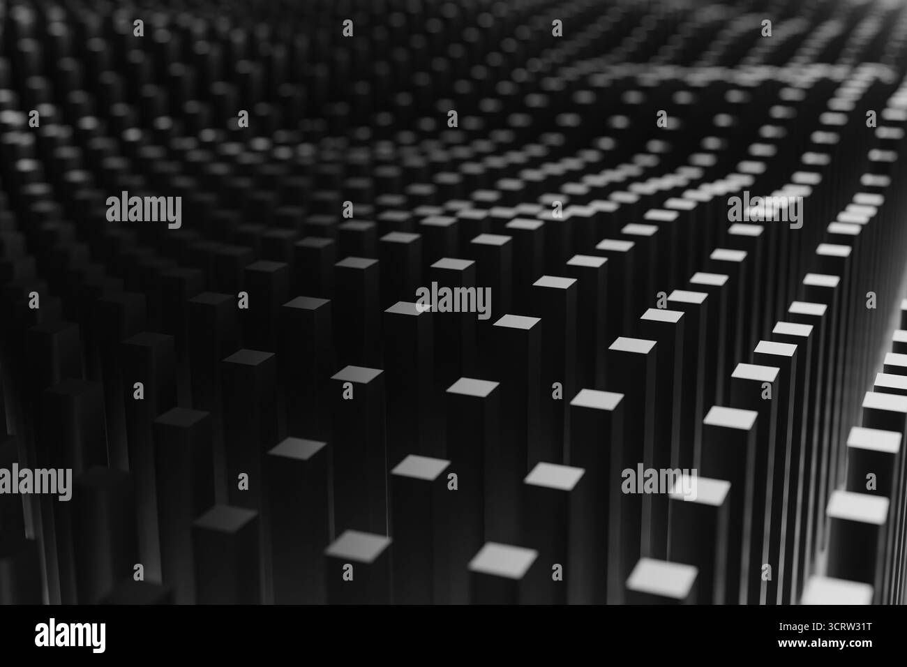 Sfondo griglia a onde scure astratte, rendering 3d. Foto Stock