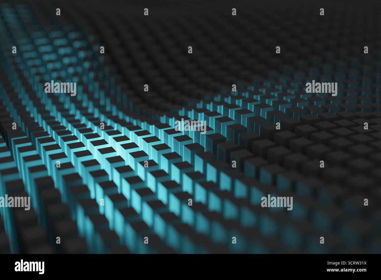 Sfondo astratto griglia digitale con luce blu, rendering 3d. Foto Stock