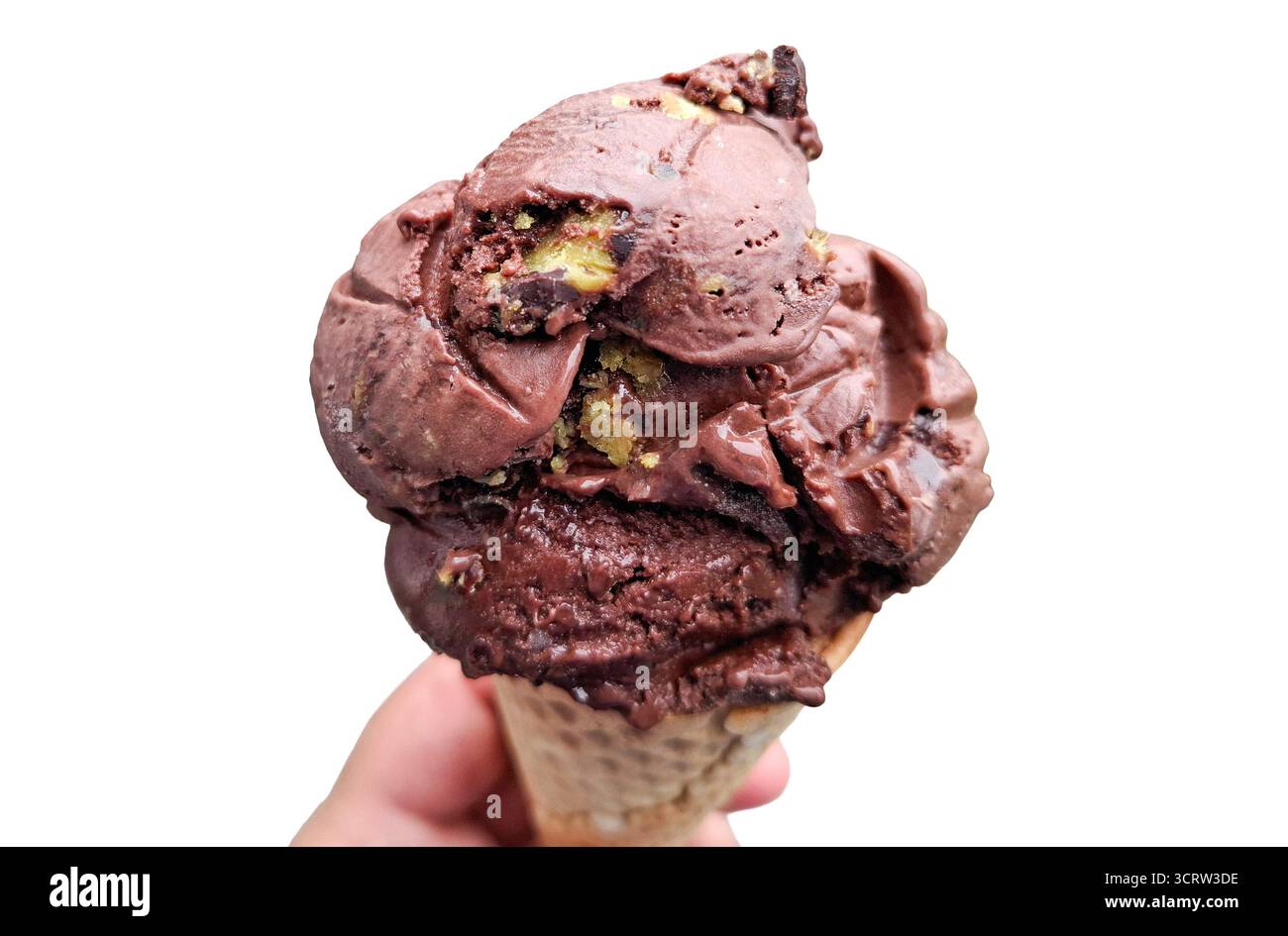 Gelato al cioccolato di Dubai isolato su bianco Foto Stock