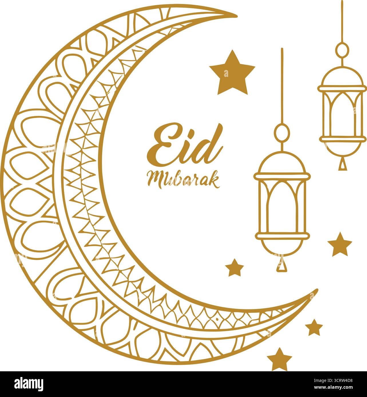 EID Mubarak Arabic Calligraphy Icons Vector Set – celebrazione islamica, tipografia e simboli decorativi per il saluto e il design festivo Illustrazione Vettoriale