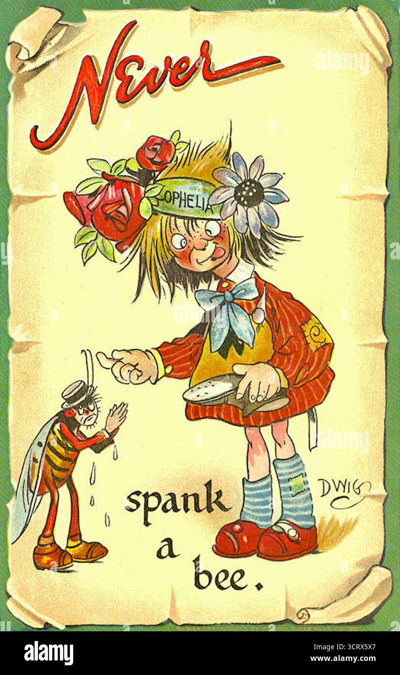 Clare Victor Dwiggins - mai serie di cartoline n. 180 - mai spank a Bee Foto Stock