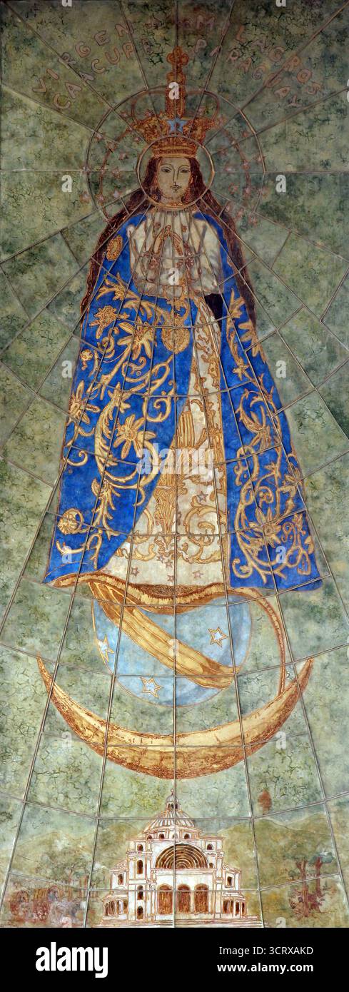 Vergine Maria con Gesù bambino, dono del Paraguay nella Basilica dell'Annunciazione, Nazareth, Israele Foto Stock