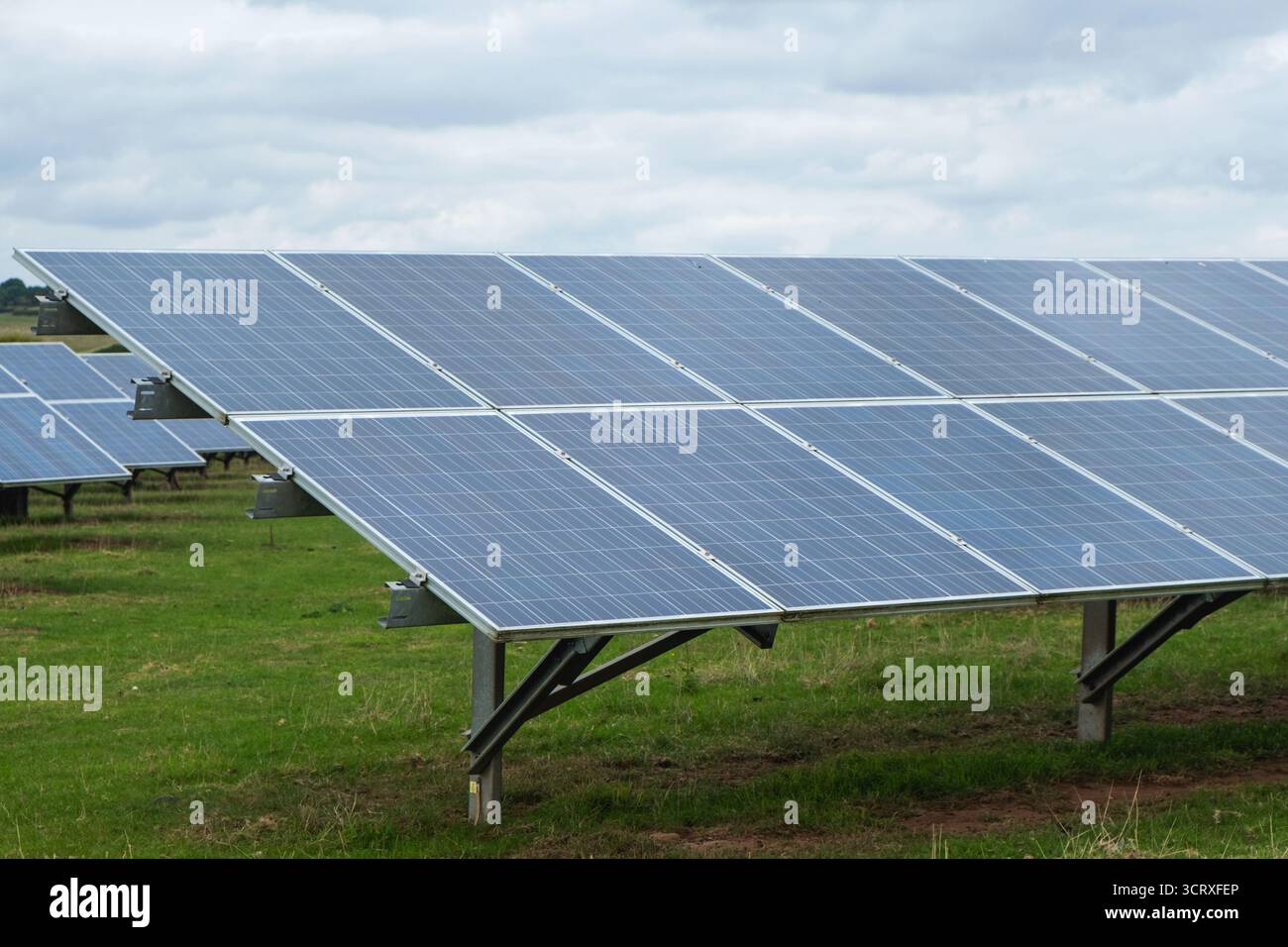 Pannelli solari installati su terreni agricoli nell'East Devon nel Regno Unito Foto Stock