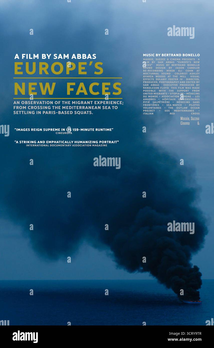 Europe's New Faces (2025) diretto da Sam Abbas e interpretato da migranti è apparso in sequenze documentarie osservazionali. Uno studio intimo e non filtrato dell'esperienza dei migranti, che traccia viaggi da pericolosi attraversamenti dalla Libia a stabilirsi a Parigi, il film presenta crudi estremi di speranza e difficoltà. SOLO PER USO EDITORIALE di poster pubblicitari. Crediti: BFA / Maxxie, Suzzee & Cinema Foto Stock