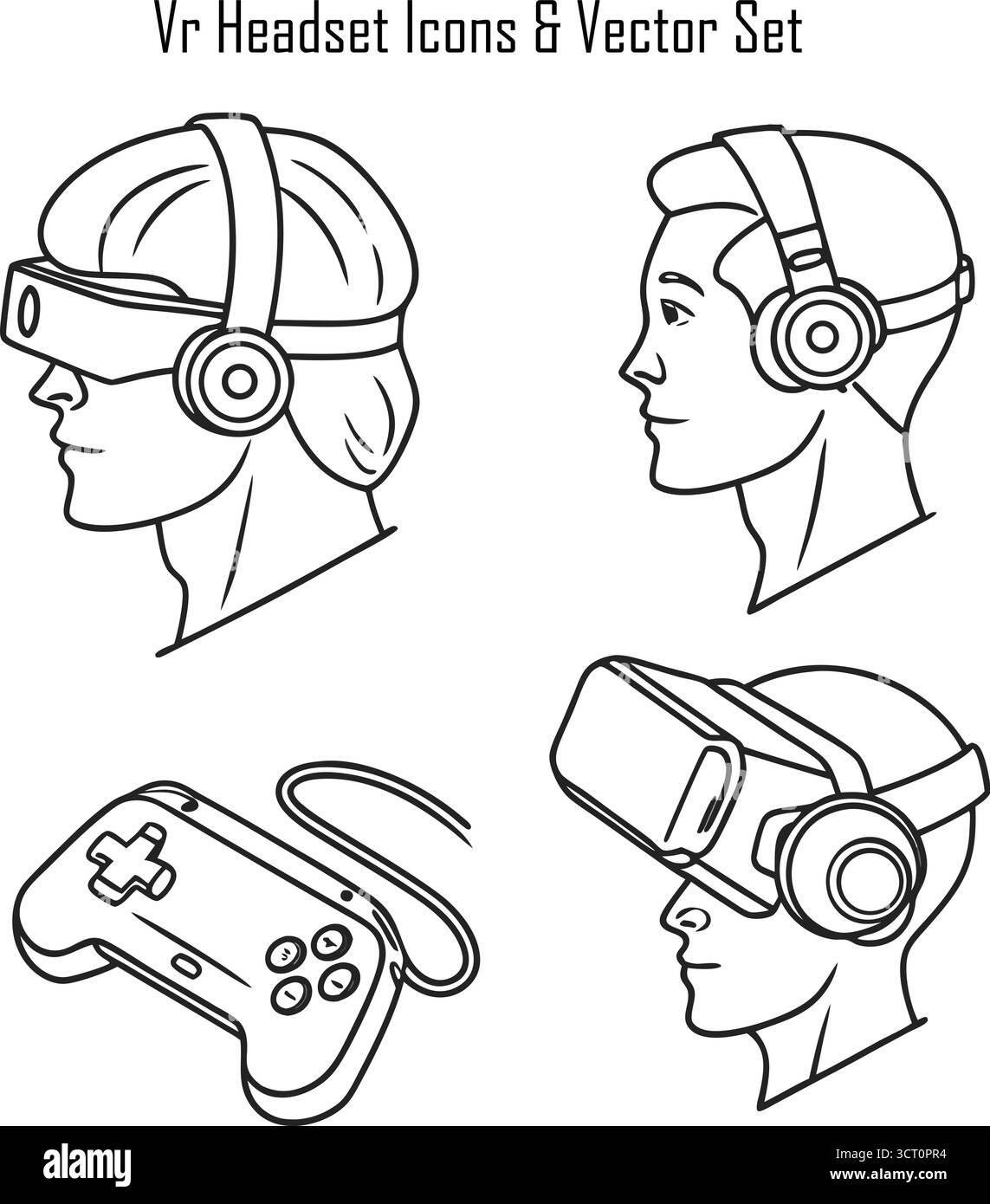 Cuffie per realtà virtuale in uso: Esperienza tecnologica immersiva Illustrazione Vettoriale