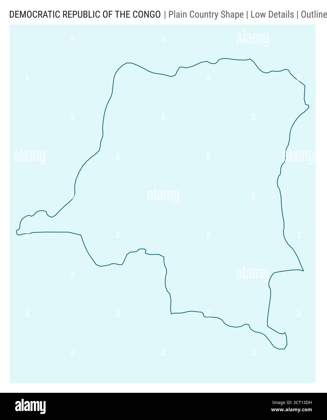 Mappa del paese della pianura del Congo. Dettagli bassi. Stile contorno. Forma della Repubblica Democratica del Congo. Illustrazione vettoriale. Illustrazione Vettoriale