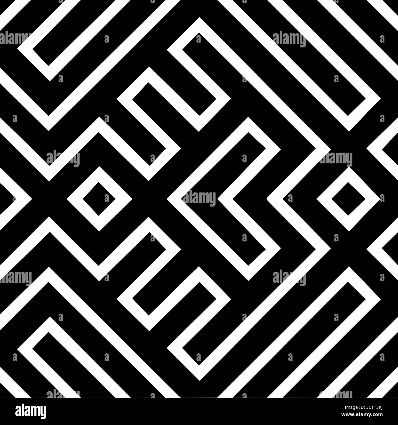 Vettore pattern bianco e nero. Motivo geometrico retrò d'epoca. Design ripetuto e decorativo che può essere utilizzato per imballaggio, decorazione, interni Illustrazione Vettoriale
