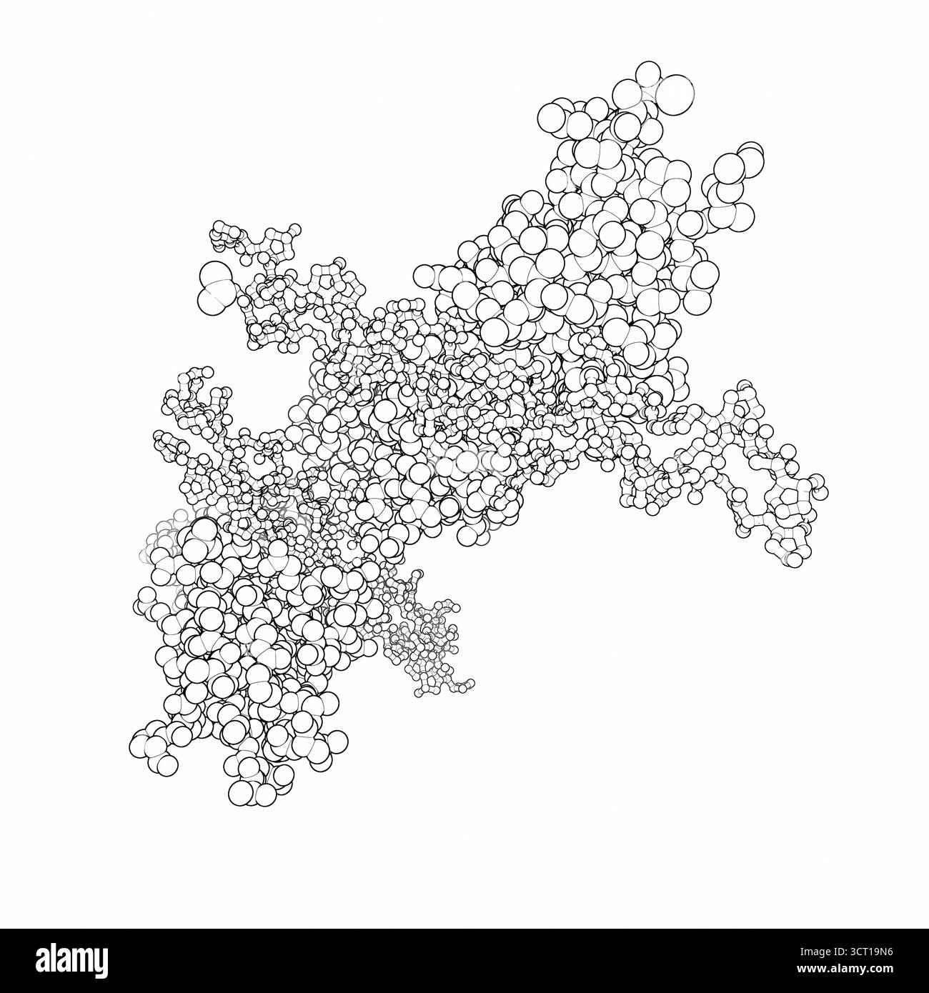 Illustrazione della struttura radiologica di OSCAR legata a un peptide di collagene, evidenziando il dominio D2 come sito di legame primario. La struttura rivela un modello di interazione a due fasi che spiega come OSCAR riconosce e coinvolge il collagene. Foto Stock