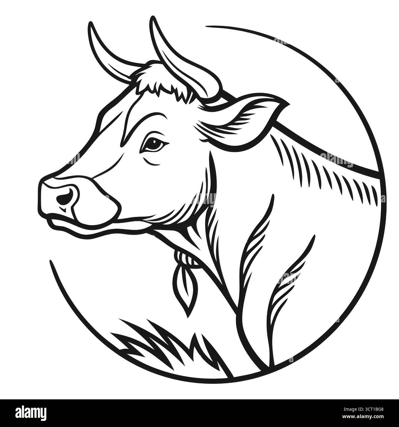 Collezione di logo Vector per vacche – Set di logo Farm Animal Vector, Set di vettoriali con logo per la testa di bestiame – Branding minimale Art Farm Illustrazione Vettoriale
