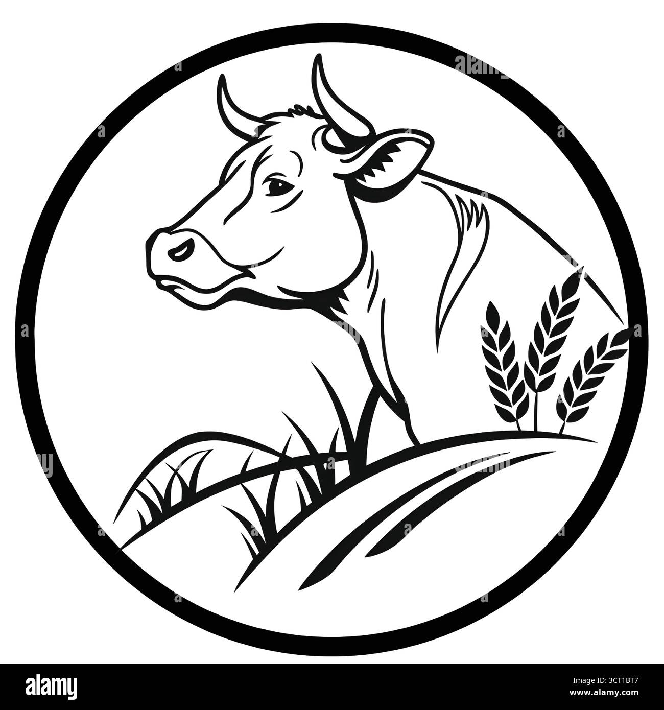Collezione di logo Vector per vacche – Set di logo Farm Animal Vector, Set di vettoriali con logo per la testa di bestiame – Branding minimale Art Farm Illustrazione Vettoriale