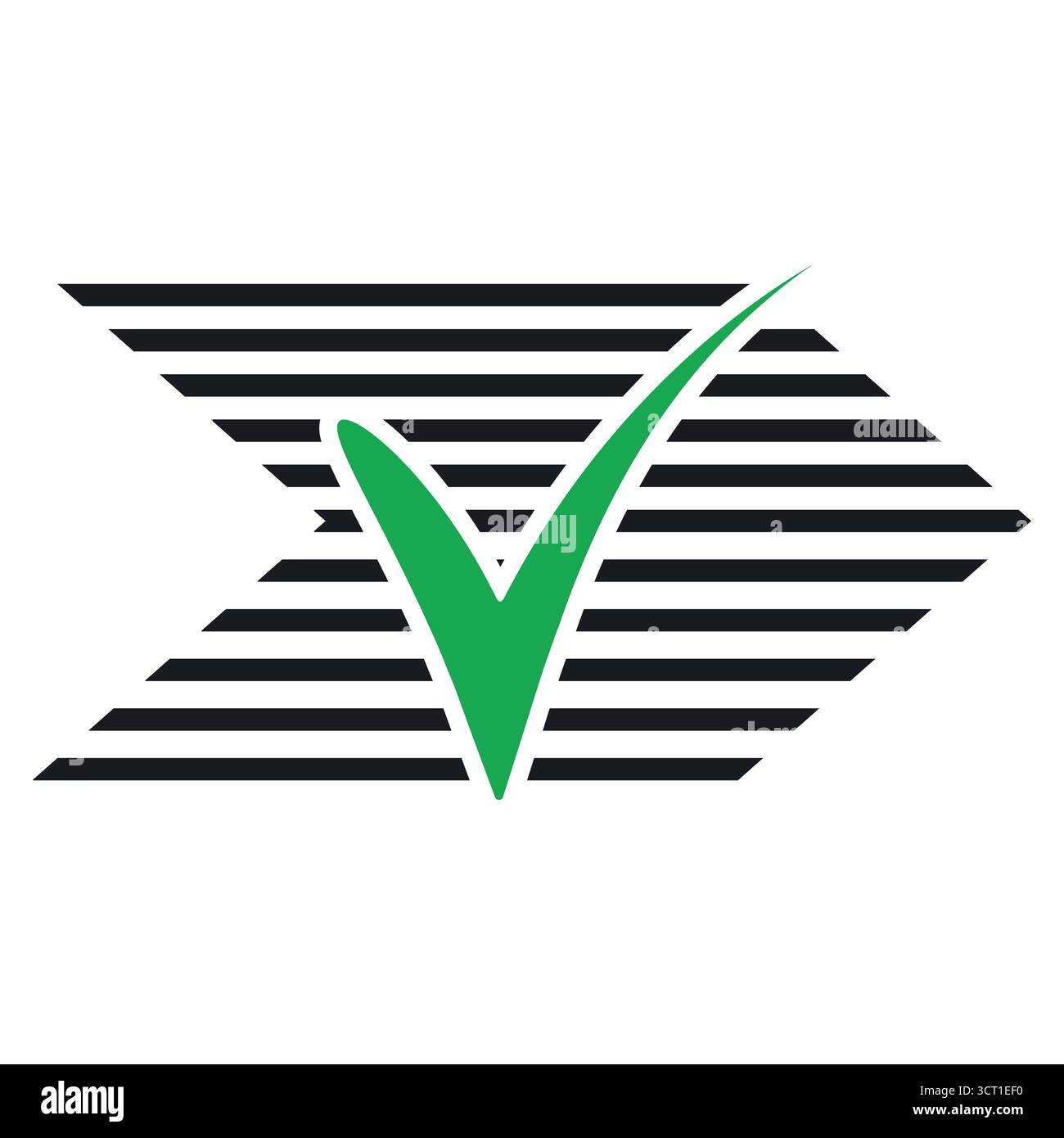 Segno di spunta verde con barre dei dati per il successo, l'approvazione e il branding Illustrazione Vettoriale