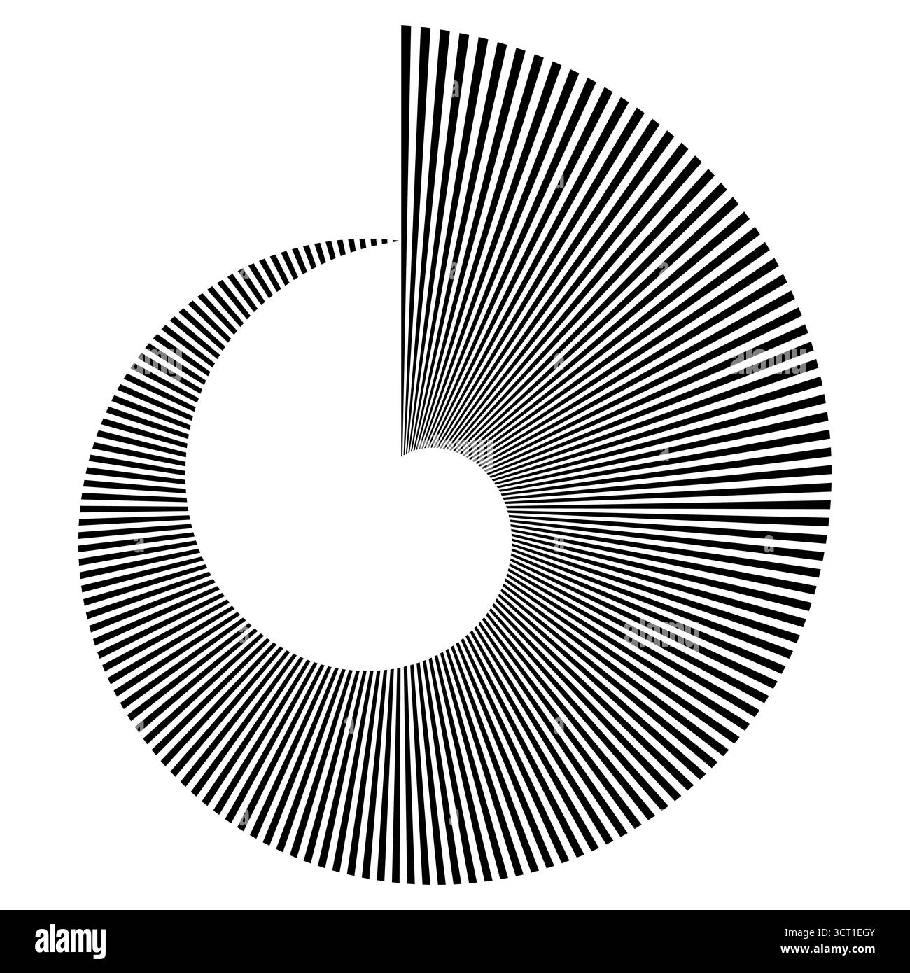 Ripetizione a spirale radiale per il movimento, la simmetria, l'illusione e la progettazione astratta Illustrazione Vettoriale