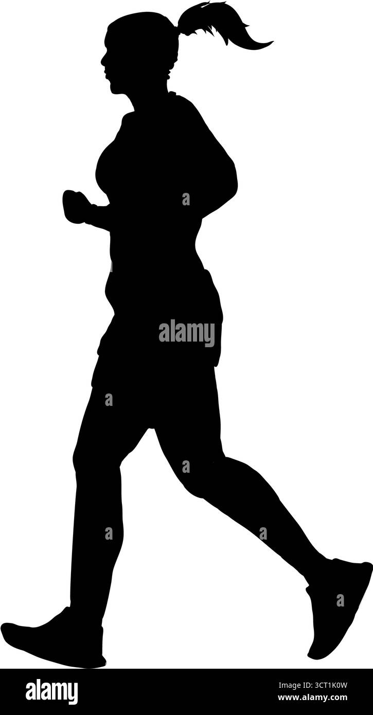 running girl donna atleta silhouette illustrazione vettoriale Illustrazione Vettoriale