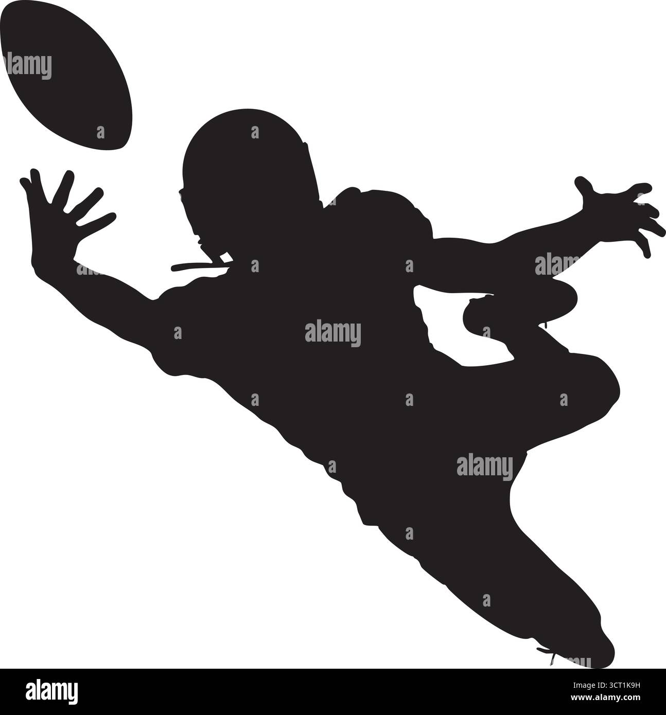 Silhouette di un giocatore di football americano che salta palla alta. Illustrazione della silhouette. Illustrazione vettoriale. Simbolo icona. eps 10 Illustrazione Vettoriale