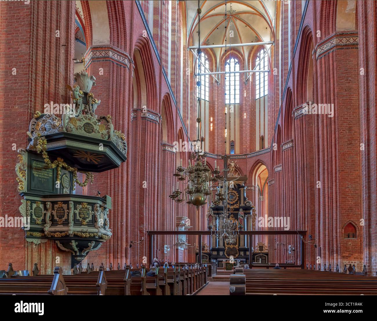 Cattedrale all'interno di Wismar Germania Foto Stock