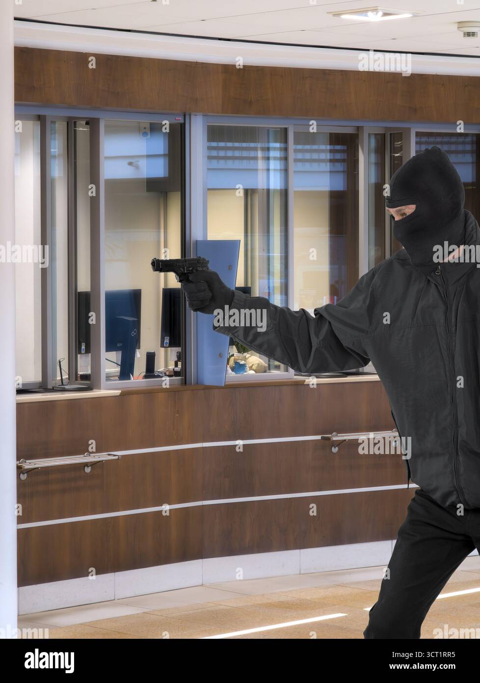Ganster alla rapina in banca Foto Stock