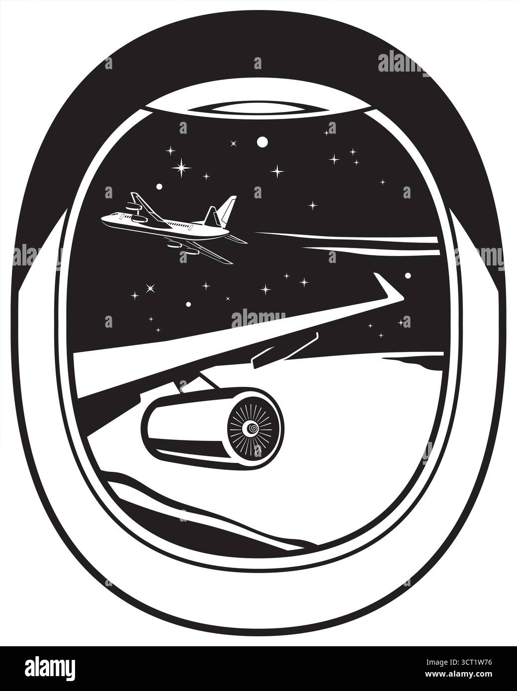 Vista dal finestrino dell'aereo passeggeri verso il cielo sopra le nuvole - illustrazione vettoriale Illustrazione Vettoriale