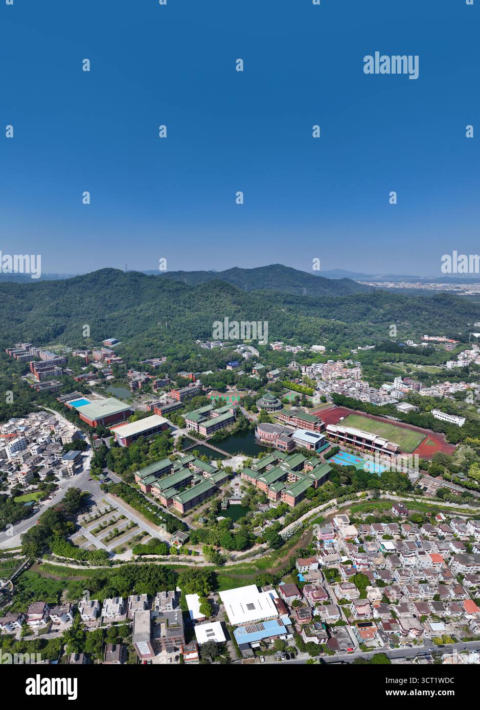 Fotografia aerea dell'area turistica di Sun Yat sens nel villaggio di Cuiheng, Nanlang, Zhongshan City Foto Stock