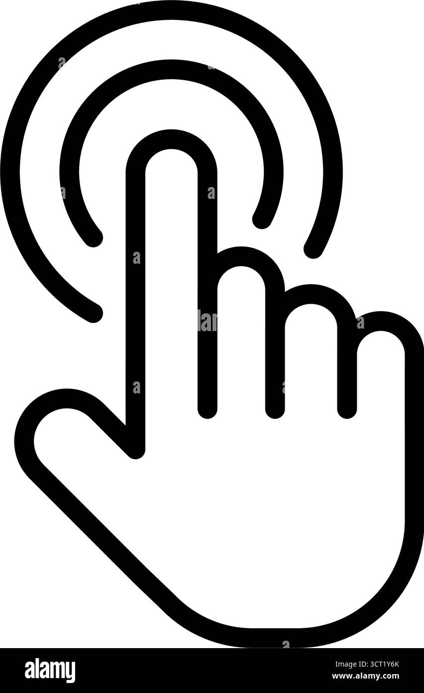 toccare con la mano l'icona vettoriale del contorno del movimento Illustrazione Vettoriale