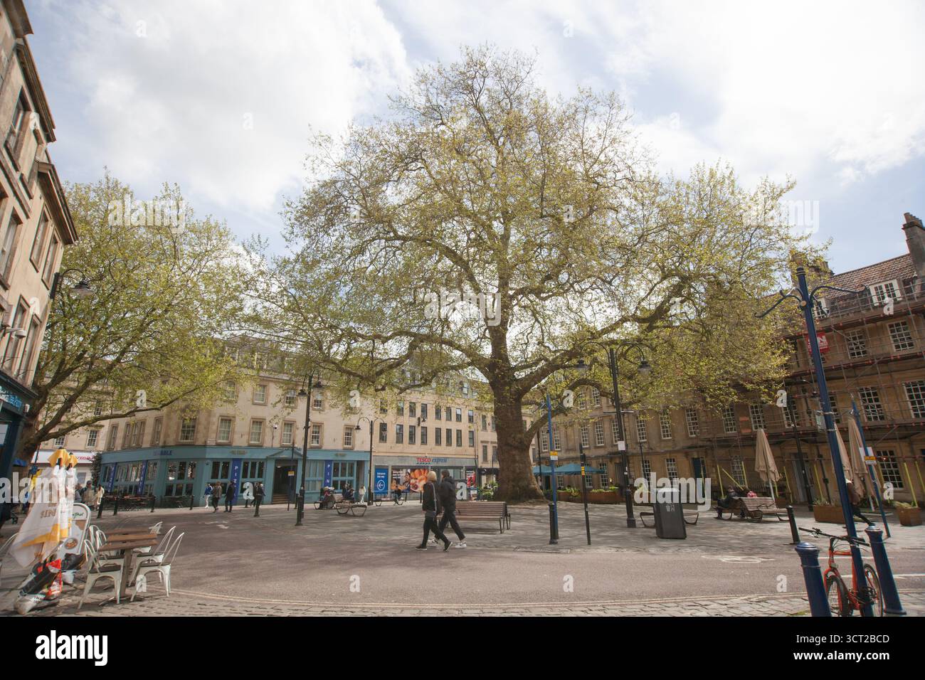Vista su Kingsmead Square, Bath nel Somerset nel Regno Unito Foto Stock
