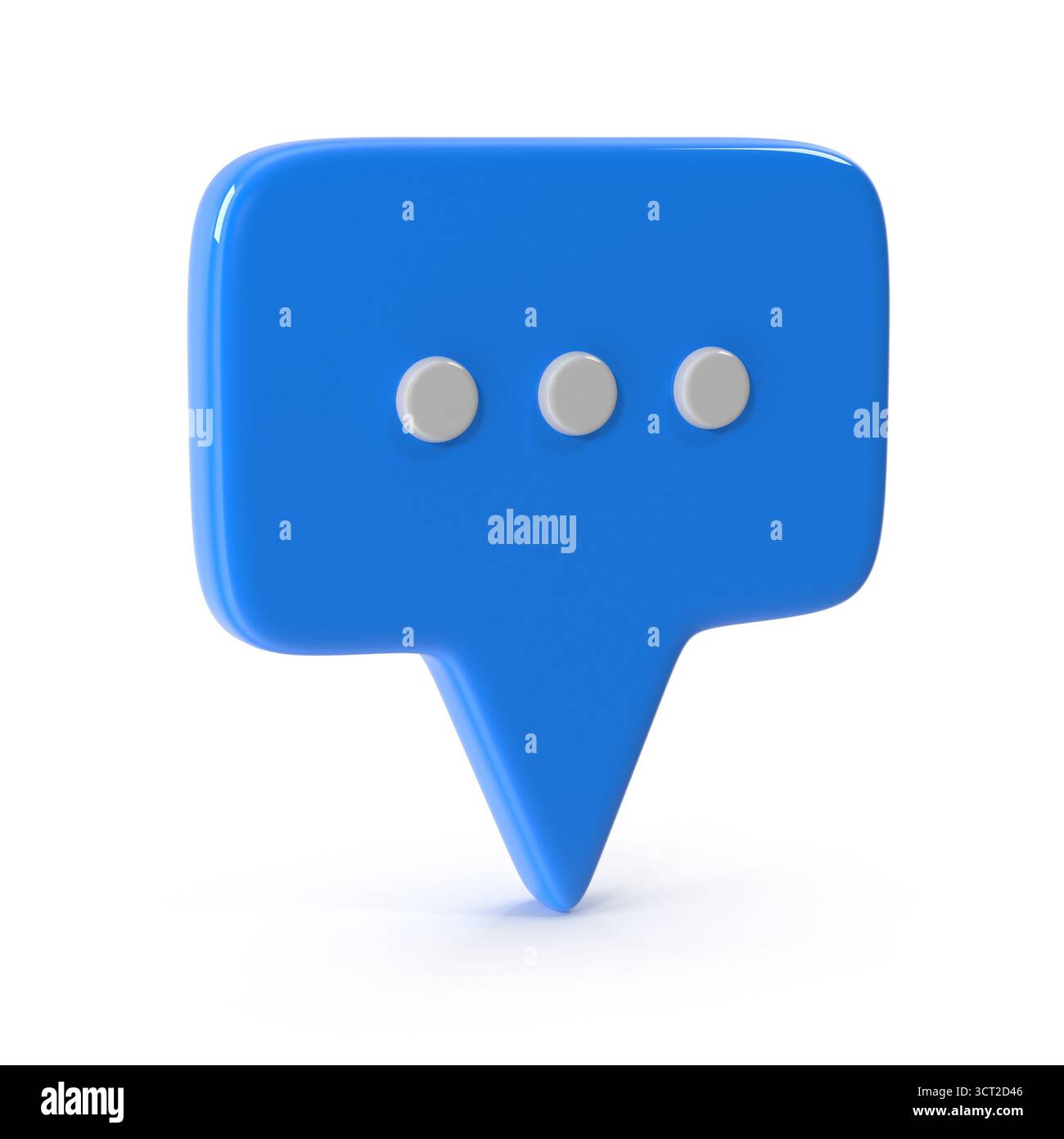 icona a forma di fumetto blu 3d con puntini Foto Stock