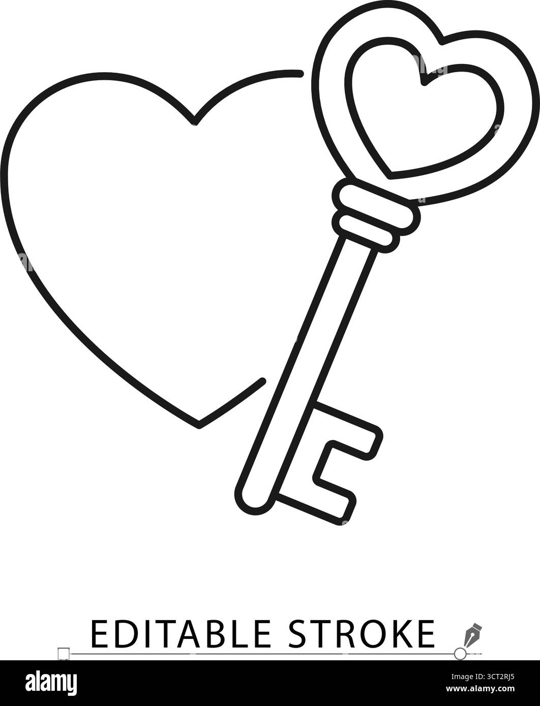 Un cuore e un'icona chiave in stile minimalista con tratto modificabile. Simbolo dell'amore, segreto romantico, regalo di san valentino, segno di impegno per il matrimonio Illustrazione Vettoriale Un cuore e un'icona chiave in stile minimalista con tratto modificabile. Simbolo dell'amore, segreto romantico, regalo di san valentino, segno di impegno per il matrimonio Illustrazione Vettoriale