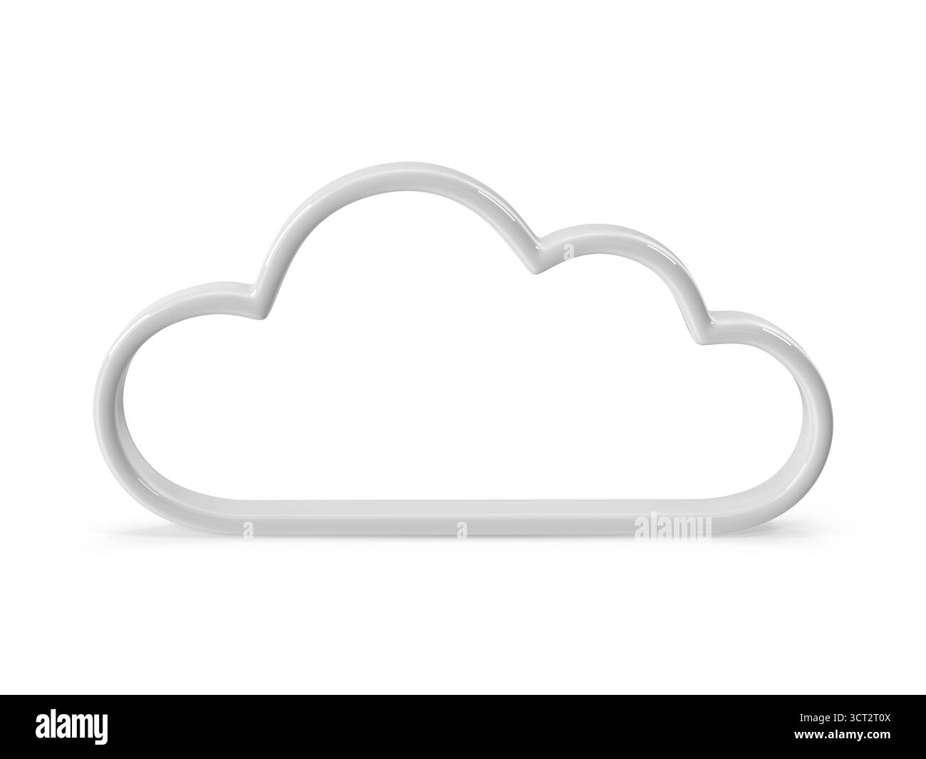 Icona del contorno del cloud bianco, simbolo della tecnologia e dello storage dei dati, forma moderna e minimalista Foto Stock