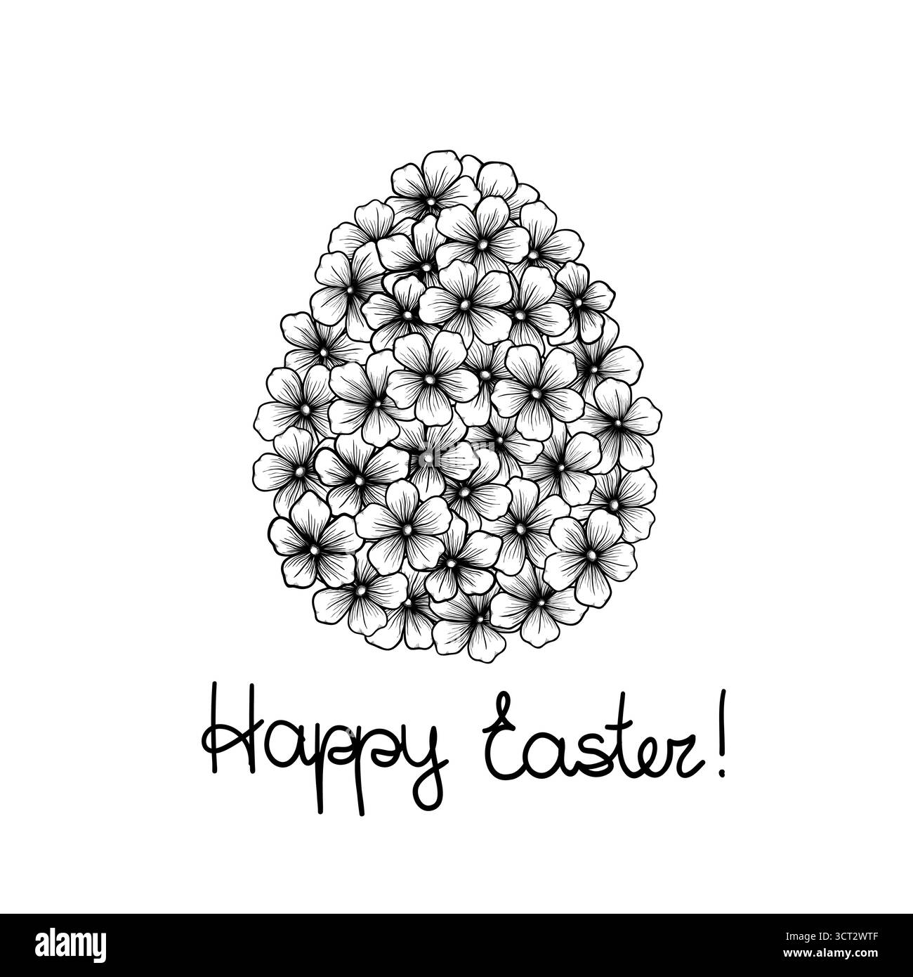Biglietto di auguri di Pasqua con grafica floreale sotto forma di uova Illustrazione Vettoriale
