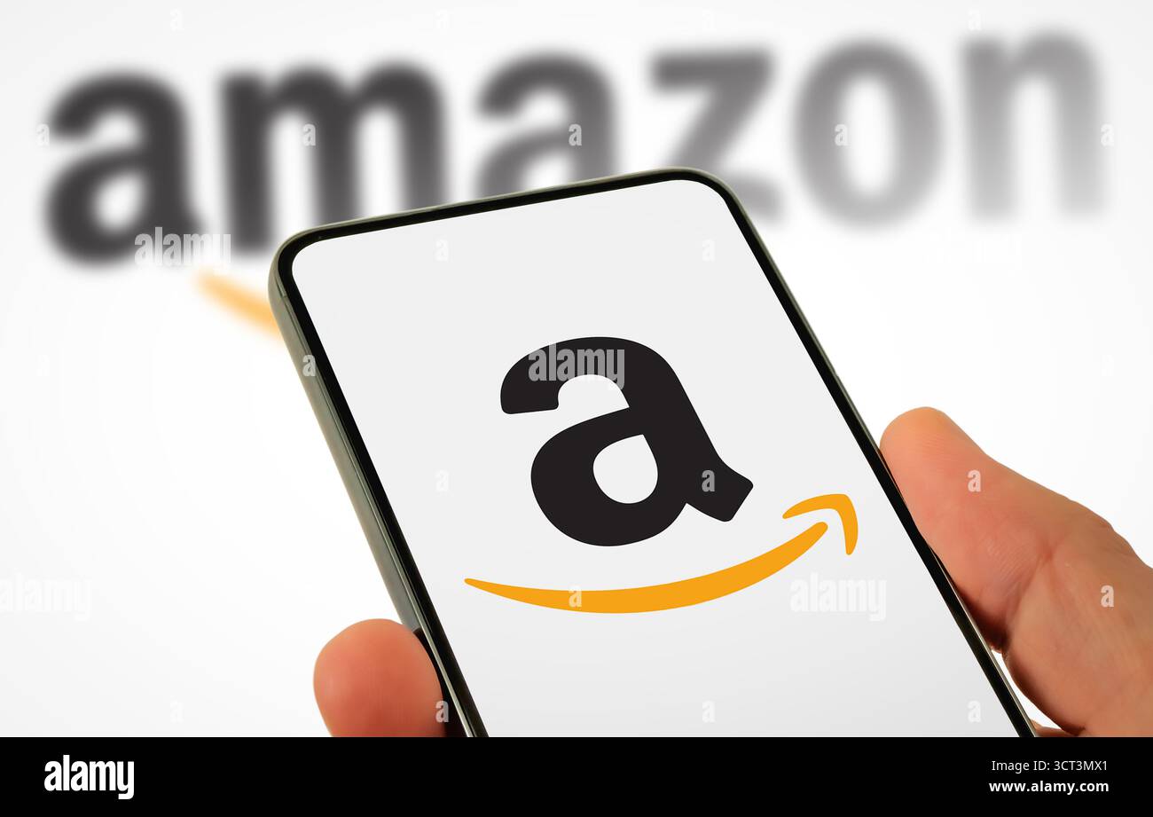 Logo della società Amazon - Global Tech Giant Foto Stock