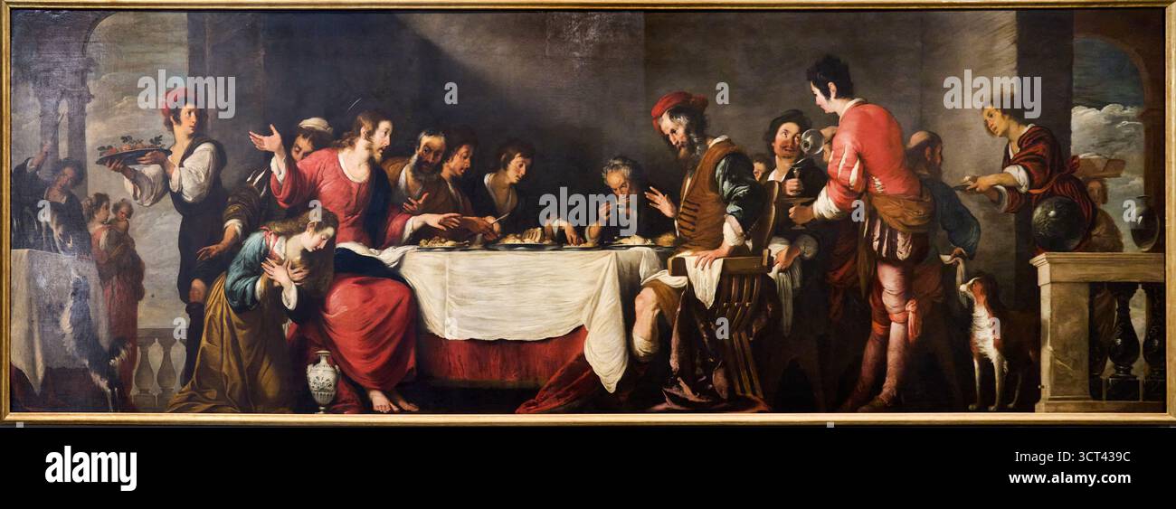 BERNARDO STROZZI (Genova, 1582 - Venezia, 1644), Convito in casa di Simone, Festa in casa di Simone, 1618-1620, gallerie dell'Accademia, Accademia Foto Stock