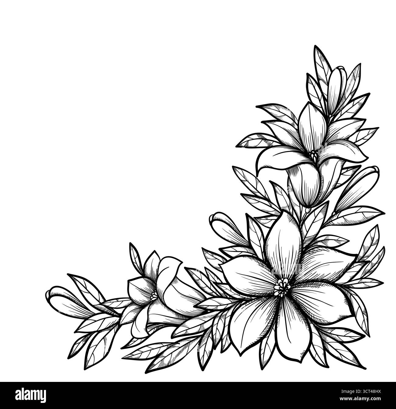 ramo con fiori nell'angolo Illustrazione Vettoriale