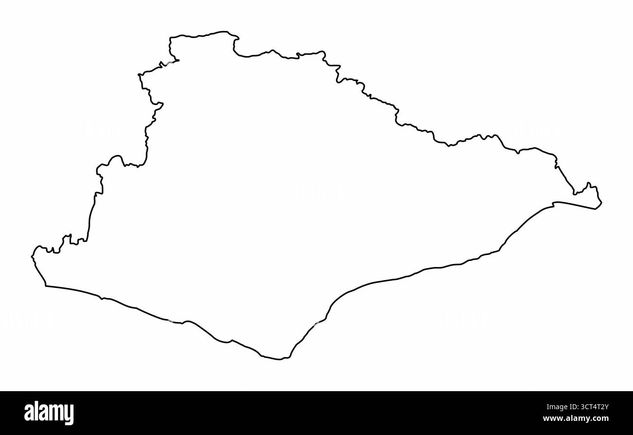 Contea del Sussex orientale, mappa isolata su sfondo bianco, Inghilterra Illustrazione Vettoriale