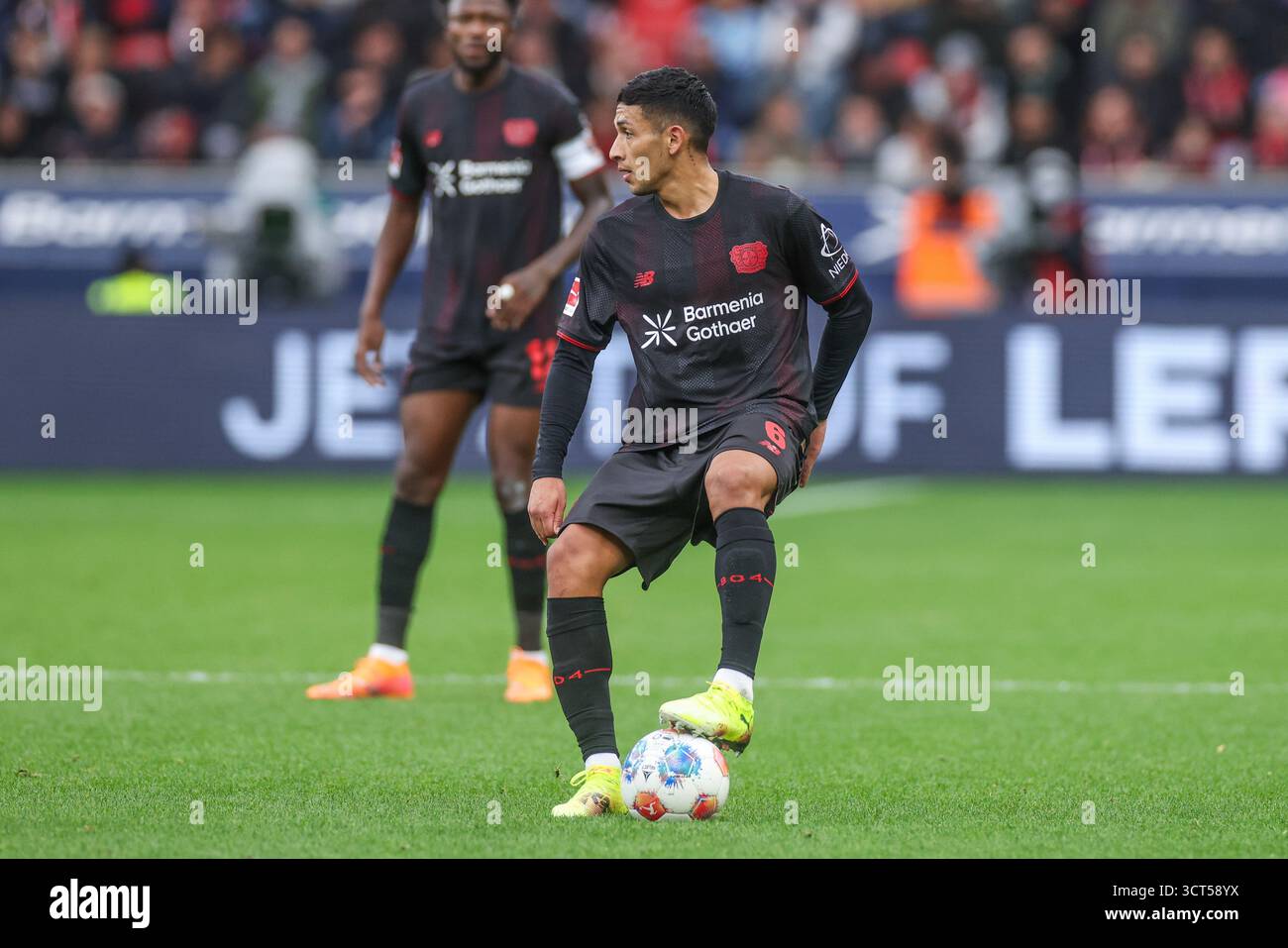 Leverkusen, Germania. 4 ottobre 2025. 04.10.2025, Fussball, Saison 2025/2026, 1. Bundesliga, 6 anni. Spieltag, Bayer Leverkusen - FC Union Berlin, Equi Fernandez (Bayer Leverkusen) foto: RHR-FOTO/dpa/Alamy Live News Foto Stock