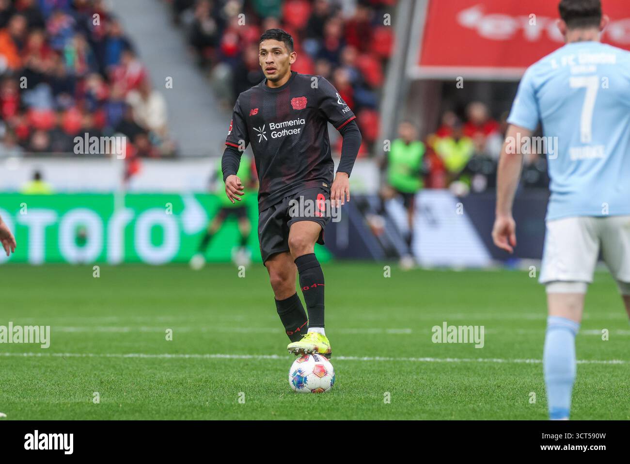Leverkusen, Germania. 4 ottobre 2025. 04.10.2025, Fussball, Saison 2025/2026, 1. Bundesliga, 6 anni. Spieltag, Bayer Leverkusen - FC Union Berlin, Equi Fernandez (Bayer Leverkusen) foto: RHR-FOTO/dpa/Alamy Live News Foto Stock